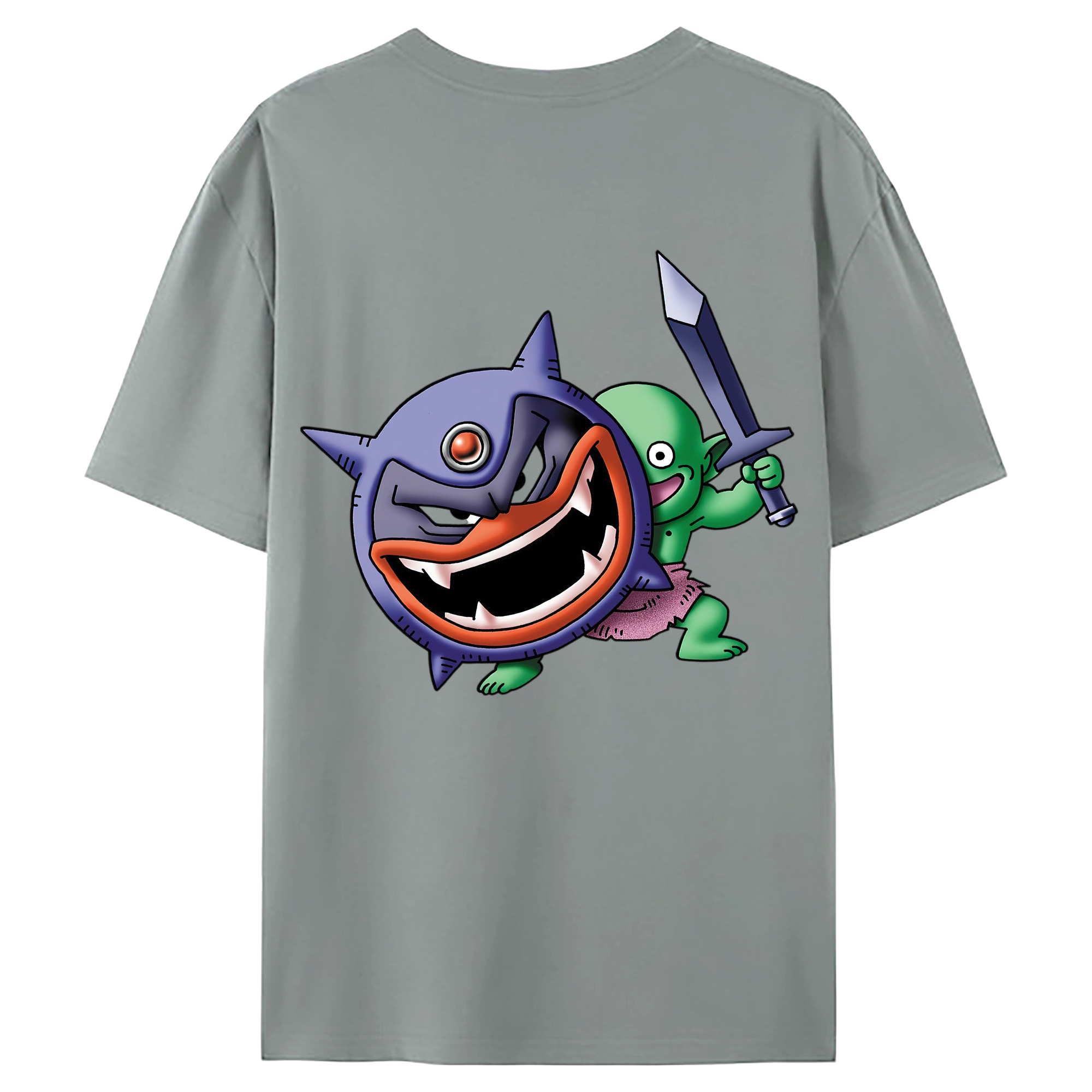 （画像用） ドラゴンクエスト Doragon Kuesuto Dragon Quest 綿100％ メンズ半袖Tシャツ（バックプリント） 通気性